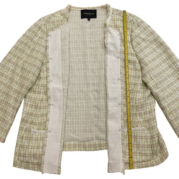 Lafayette 148 16 Tweed Blazer | Bouclé Chartreuse Plaid Career Jacket MSRP $1298 - Picture 10 of 11